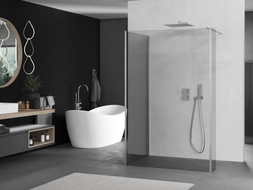 Mexen Kioto sprchová stena Walk-in 120 x 90 x 30 cm, transparentná, kartáčovaný nikel - 800-120-090-221-97-00-030