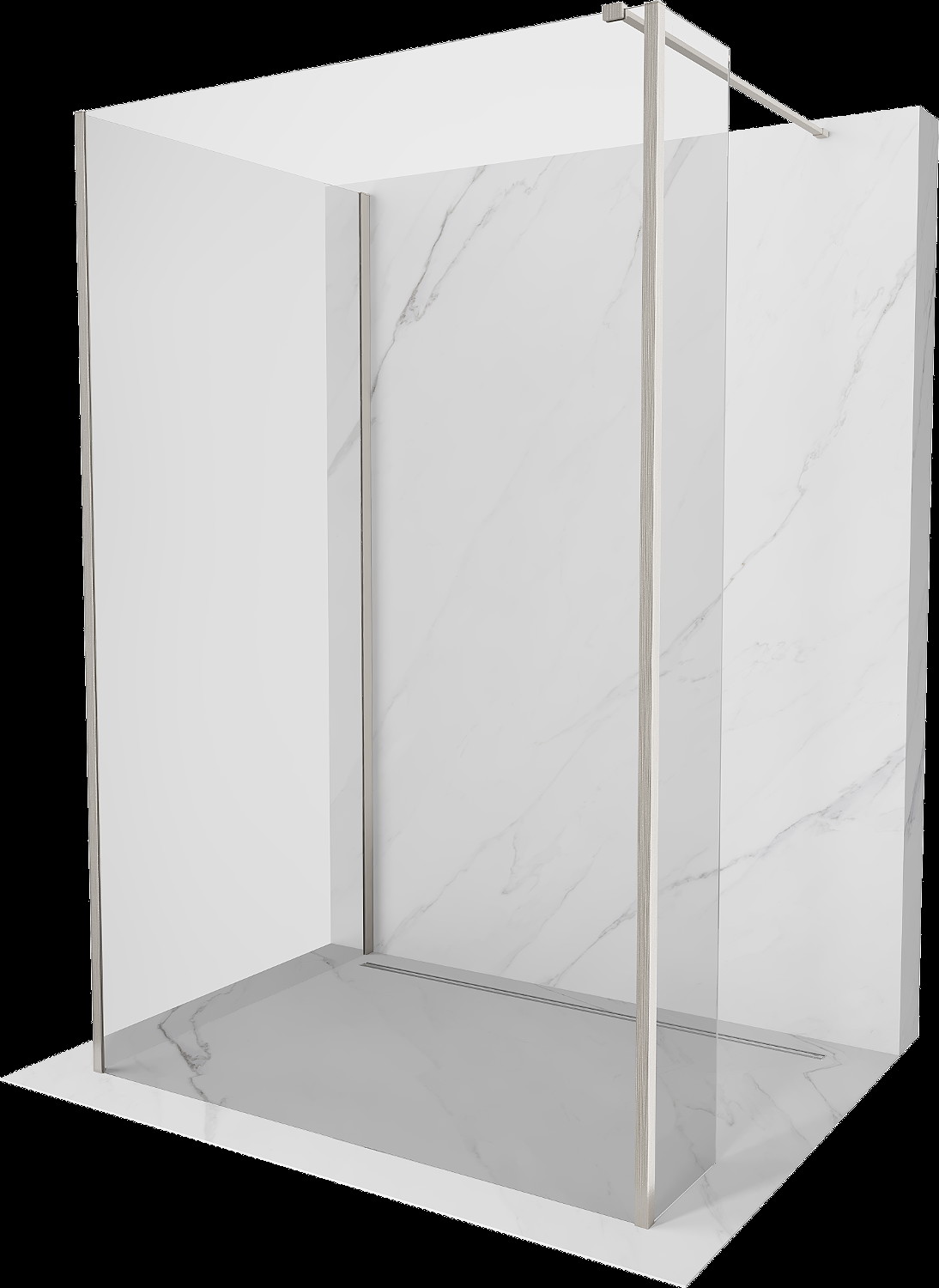 Mexen Kioto sprchová stena Walk-in 135 x 90 x 30 cm, transparentná, brúsený nikl - 800-135-090-221-97-00-030