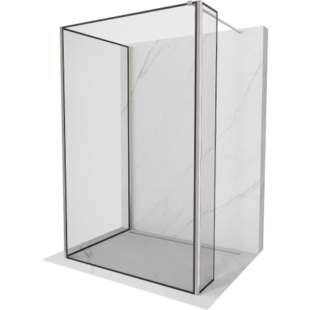 Mexen Kioto sprchová zástena Walk-in 90 x 80 x 30 cm, čierny vzor, kartáčovaný nikl - 800-090-080-221-97-70-030