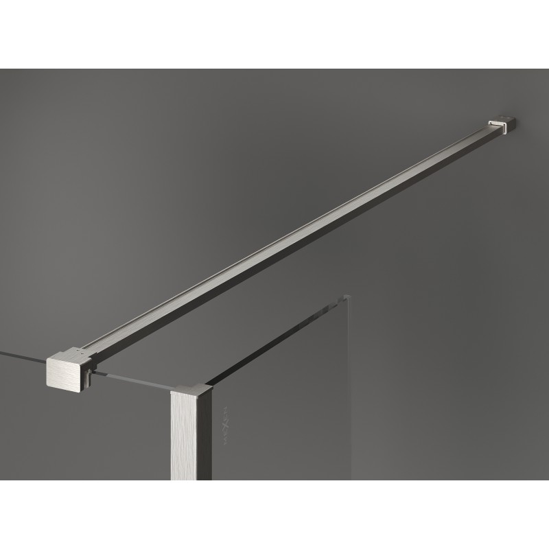 Mexen Kioto sprchová stena Walk-in 110 x 75 x 40 cm, priehľadná, brúsený nikel - 800-110-075-221-97-00-040