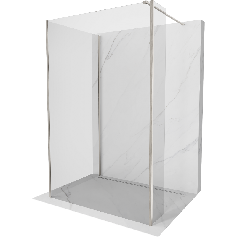 Mexen Kioto sprchová stena Walk-in 100 x 80 x 40 cm, transparentná, brúsený nikel - 800-100-080-221-97-00-040