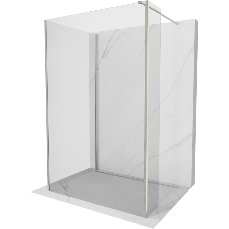 Mexen Kioto sprchová stena Walk-in 130 x 85 x 40 cm, transparentná, brúsený nikel - 800-130-085-221-97-00-040