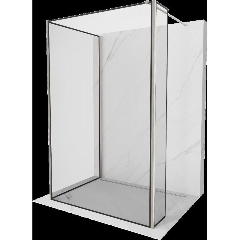 Mexen Kioto sprchová stěna Walk-in 140 x 110 x 40 cm, černý vzor, kartáčovaný nikl - 800-140-110-221-97-70-040