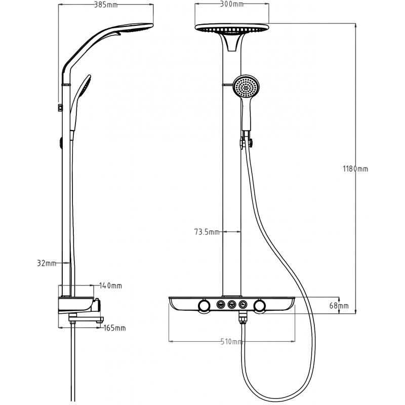 Mexen Blaze sprchová sada na omietku s dažďovou sprchou a batériou, biela/zlatá - 78109-25