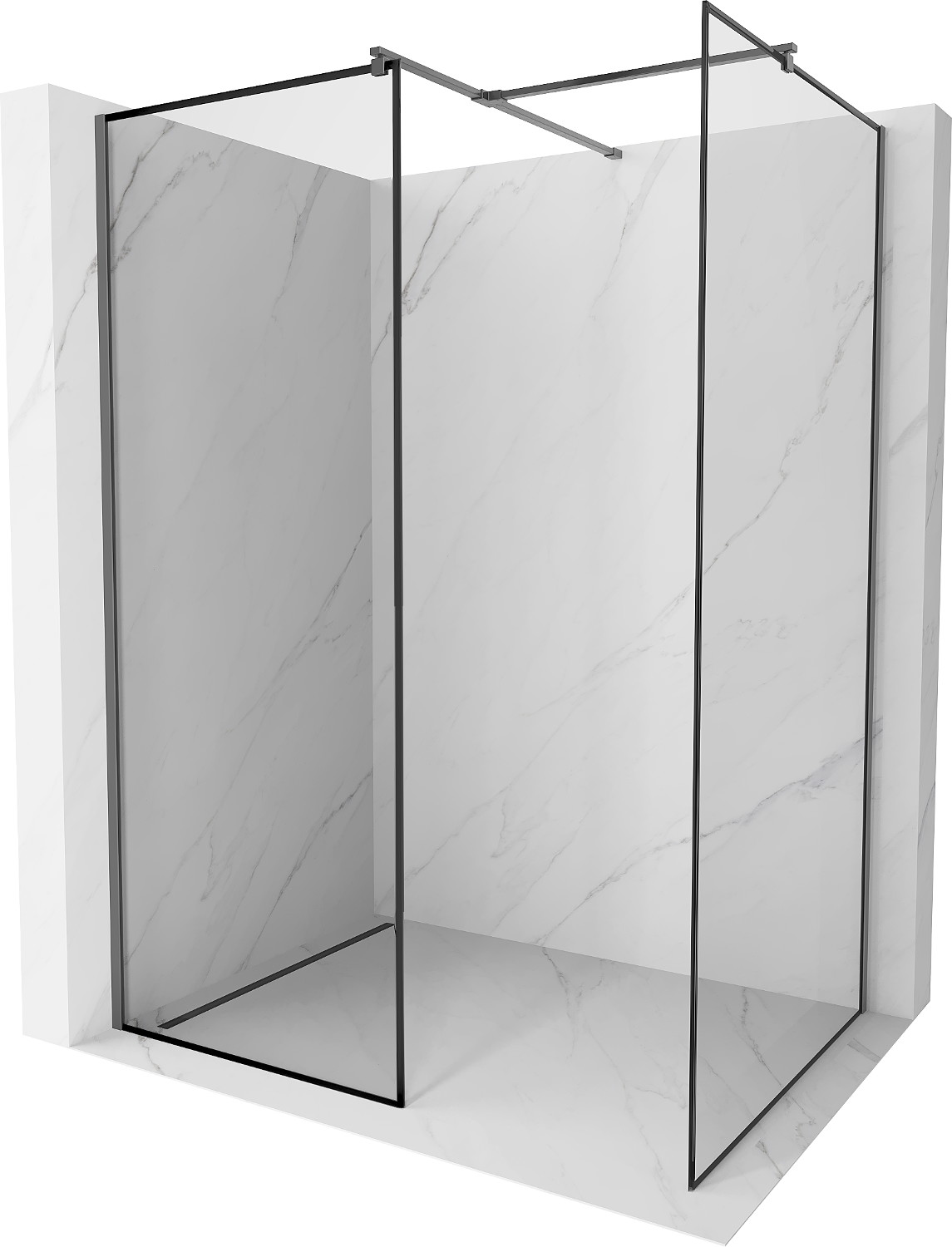 Mexen Kioto sprchová stena Walk-in 80 x 80 cm, čierny vzor, gun metal - 800-080-202-95-70-080