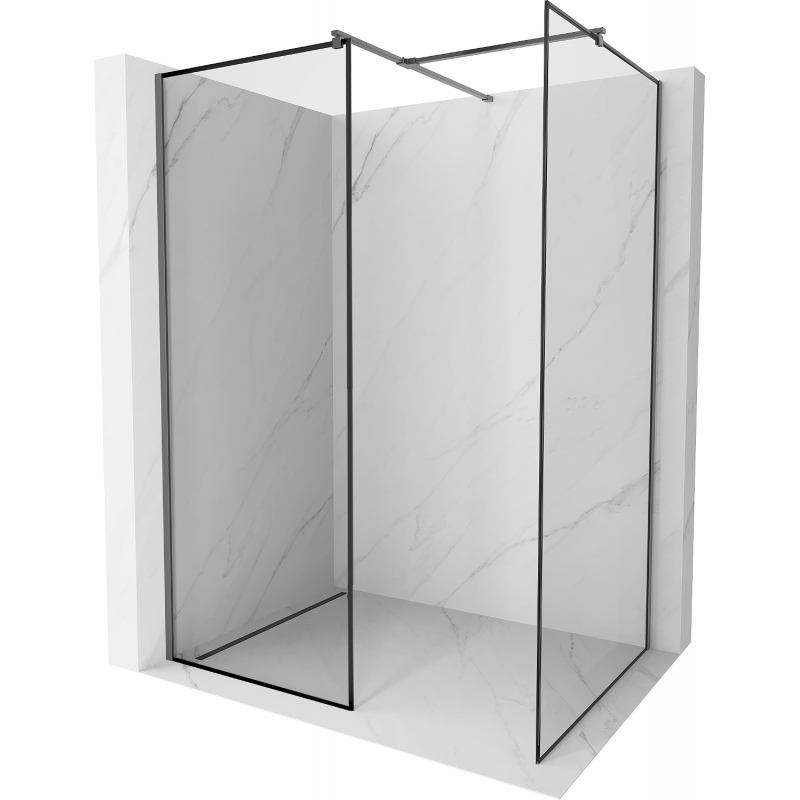 Mexen Kioto sprchová stena Walk-in 150 x 80 cm, čierny vzor, gun metal - 800-150-202-95-70-080
