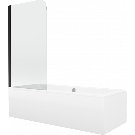 Mexen Cube obdĺžniková vaňa 170 x 80 cm s krytom a 1-krídlovou zástavou 70 cm, transparentná, čierna - 550517080X9007017000