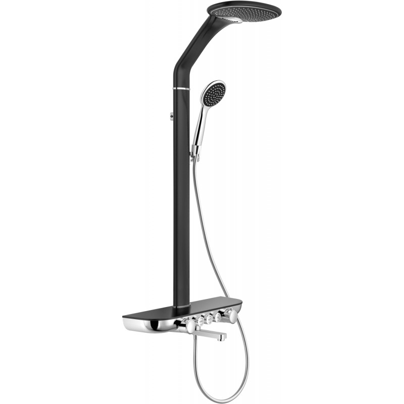 Mexen Blaze nástenná sprchová sada s dažďovou sprchou a batériou, čierna/chróm - 78109-71