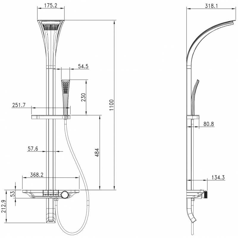 Mexen Sonic povrchová sprchová súprava so sprchou a batériou, biela - 78110-20