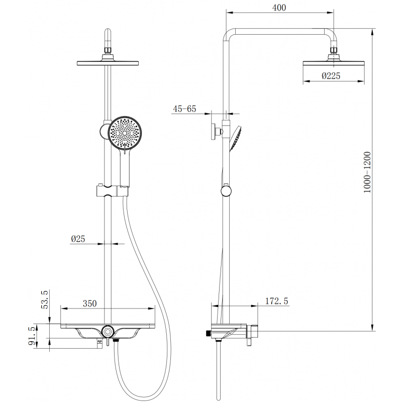 Mexen Frost nástenná sprchová súprava s dažďovou sprchou a batériou, biela - 78111-20
