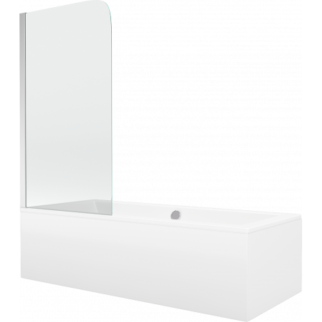 Mexen Cube Obdĺžniková vaňa 170 x 80 cm s panelom a 1-krídlovým paravánom 80 cm, transparentná, chróm