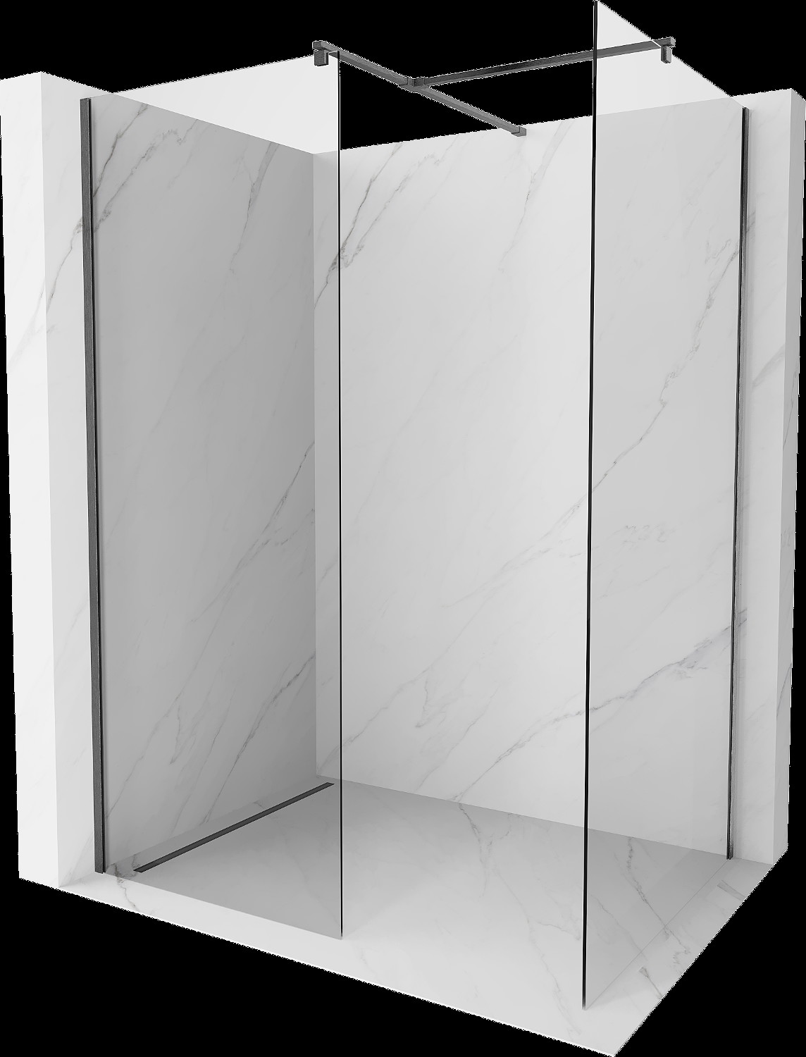 Mexen Kioto sprchová stena Walk-in 110 x 80 cm, transparentná, matná gunmetal - 800-110-202-66-00-080