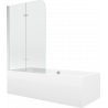 Mexen Cube obdĺžniková vaňa 170 x 80 cm s krytom a dvojkrídlovým paravánom 80 cm, transparentná, chróm