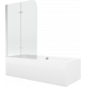 Mexen Cube obdĺžniková vaňa 170 x 80 cm s panelom a 2-krídlovou zástenou 80 cm, transparentná, chróm - 550517080X9008020100