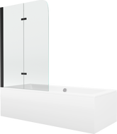 Mexen Cube obdĺžniková vaňa 170 x 80 cm s obložením a dvojdielnou paravánom 80 cm, transparentná, čierna - 550517080X9008027000