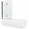 Mexen Cube obdĺžniková vaňa 170 x 80 cm s obložením a 2-krídlovým závesom 100 cm, priehľadná, čierna