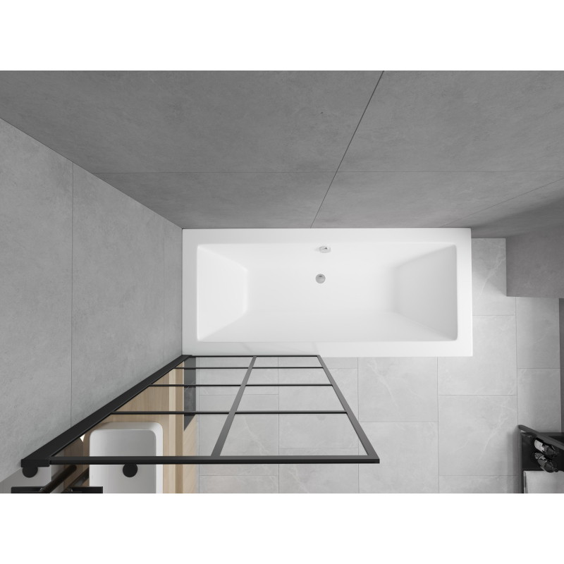 Mexen Cube obdĺžniková vaňa 170 x 80 cm s obkladom a 1-krídlovou zástenou 70 cm, čierny vzor fix - 550517080X9307007077