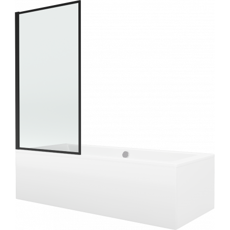 Mexen Cube obdĺžniková vaňa 170 x 80 cm s opláštením a 1-krídlovou zástenou 70 cm, čierny vzor - 550517080X9307017070