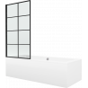 Mexen Cube obdĺžniková vaňa 170 x 80 cm s krytom a 1-krídlovým zástenou 80 cm, čierny vzor fix - 550517080X9308007077