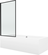 Mexen Cube obdĺžniková vaňa 170 x 80 cm s krytom a 1-krídlovou zástenou 80 cm, čierny vzor - 550517080X9308017070