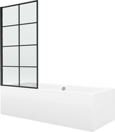 Mexen Cube obdĺžniková vaňa 170 x 80 cm s obkladom a 1-krídlovou sprchovou zástenou 80 cm, čierny vzor - 550517080X9308017077