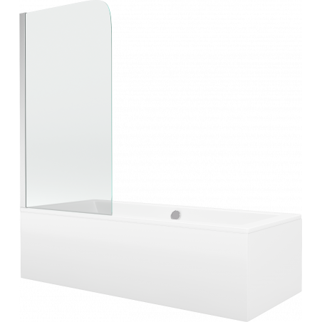Mexen Cube obdĺžniková vaňa 180 x 80 cm s krytom a jednokrídlovým závesom 70 cm, transparentná, chróm - 550518080X9007010100