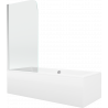 Mexen Cube obdĺžniková vaňa 180 x 80 cm s krytom a jednokrídlovým závesom 70 cm, transparentná, chróm - 550518080X9007010100