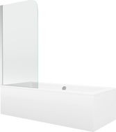 Mexen Cube obdĺžniková vaňa 180 x 80 cm s obložením a 1-krídlovým závesom 70 cm, transparentná, chróm