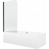 Mexen Cube obdĺžniková vaňa 180 x 80 cm s panelom a 1-krídlovým paravánom 70 cm, transparentná, čierna