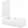 Mexen Cube obdĺžniková vaňa 180 x 80 cm s krytom a 1-krídlovou zástenou 80 cm, transparentná, chrómovaná