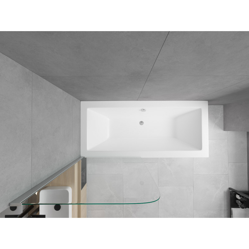 Mexen Cube obdĺžniková vaňa 180 x 80 cm s krytom a 1-krídlovou zástenou 80 cm, transparentná, chrómovaná