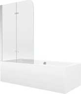 Mexen Cube obdĺžniková vaňa 180 x 80 cm s panelom a 2-krídlovým zástenom 100 cm, transparentná, chróm - 550518080X9010020100