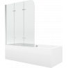Mexen Cube obdĺžniková vaňa 180 x 80 cm s obložením a 3-krídlovým paravánom 120 cm, transparentná, chróm - 550518080X9012030100