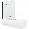 Mexen Cube obdĺžniková vaňa 180 x 80 cm s obkladom a 3-krídlovou zástenou 120 cm, transparentnéné, čierna - 550518080X9012037000