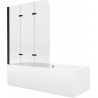Mexen Cube obdĺžniková vaňa 180 x 80 cm s obložením a trojdielnou zástenou 120 cm, transparentná, čierna