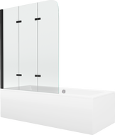 Mexen Cube obdĺžniková vaňa 180 x 80 cm s obložením a 3-krídlovým zástenom 120 cm, transparentná, čierna - 550518080X9012037000