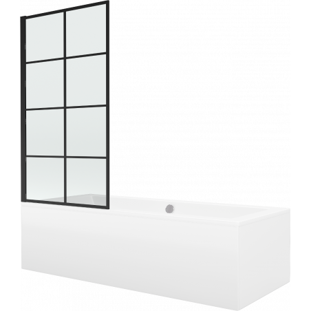 Mexen Cube obdĺžniková vaňa 180 x 80 cm s obkladom a 1-krídlovým paravánom 70 cm, čierny vzor fix - 550518080X9307007077