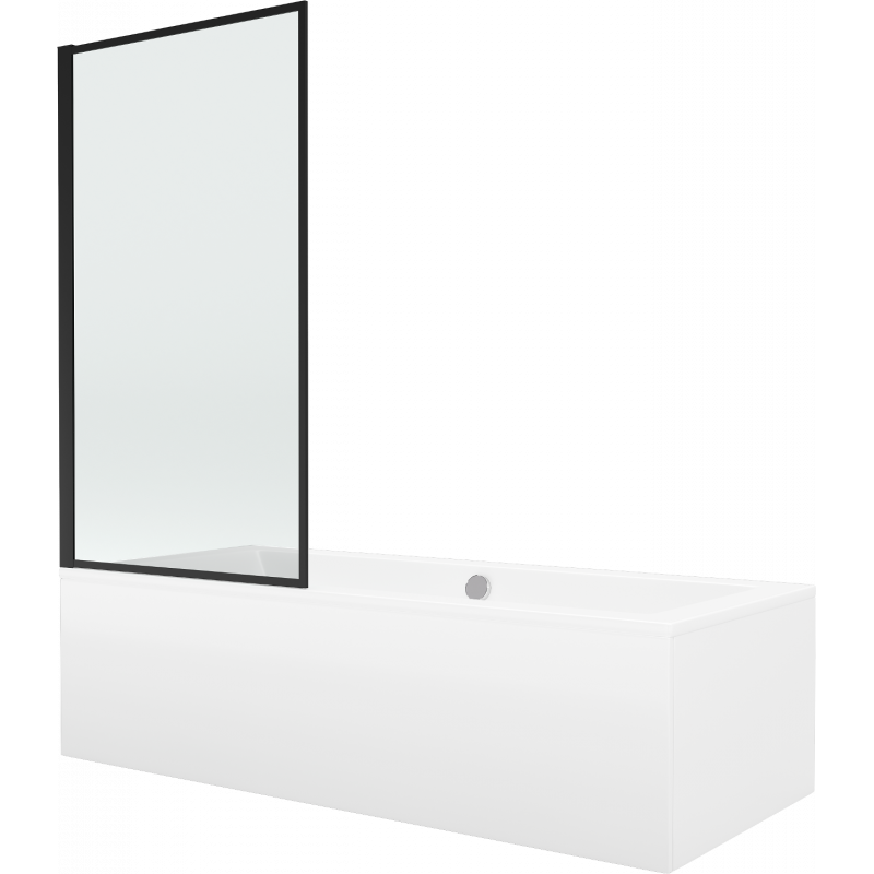 Mexen Cube obdĺžniková vaňa 180 x 80 cm s krytom a 1-krídlovou zástenou 70 cm, čierny vzor - 550518080X9307017070