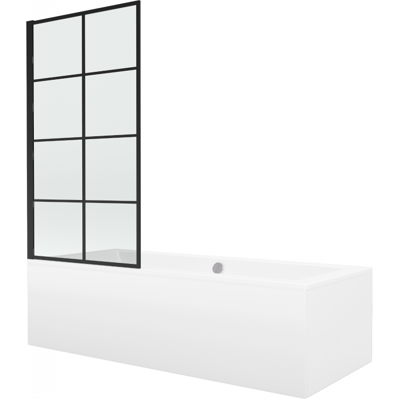 Mexen Cube obdĺžniková vaňa 180 x 80 cm s opláštením a jedným závesom 70 cm, čierny vzor - 550518080X9307017077