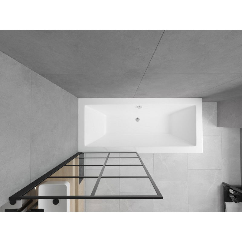 Mexen Cube obdĺžniková vaňa 180 x 80 cm s obložením a 1-krídlovým paravánom 80 cm, čierny vzor fix - 550518080X9308007077