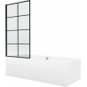 Mexen Cube obdĺžniková vaňa 180 x 80 cm s krytom a jednokrídlovou zástěnou 80 cm, čierny vzor - 550518080X9308017077