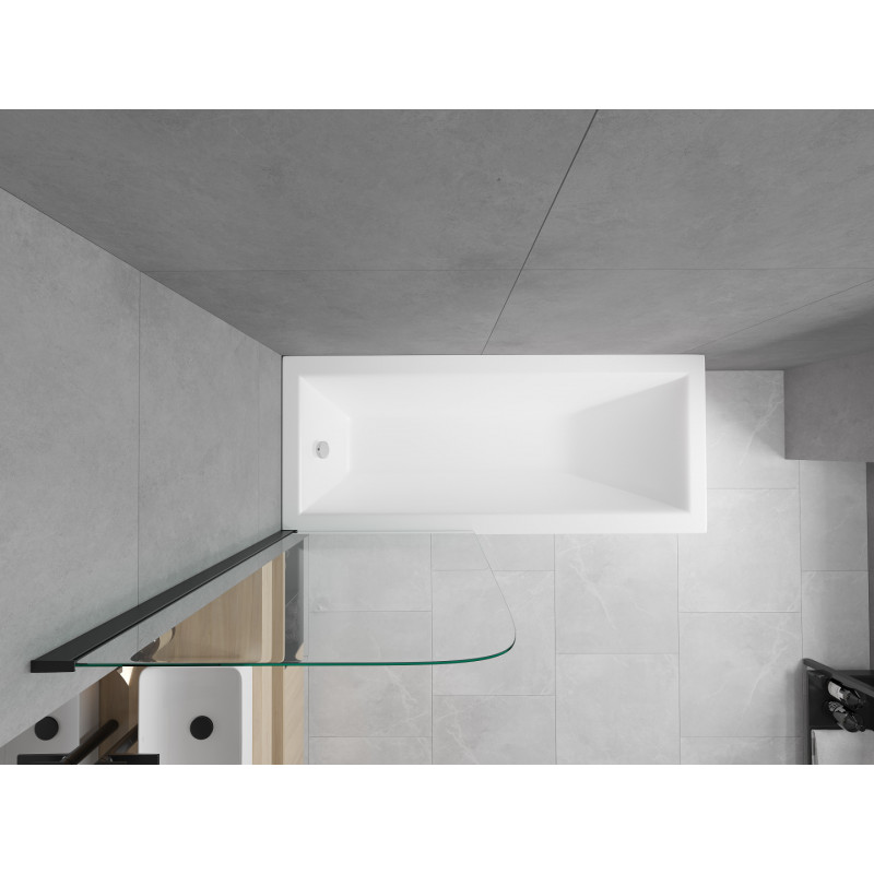Mexen Cubik obdĺžniková vaňa 150 x 70 cm s plášťom a 1-krídlovou zástenou 70 cm, transparentná, čierna