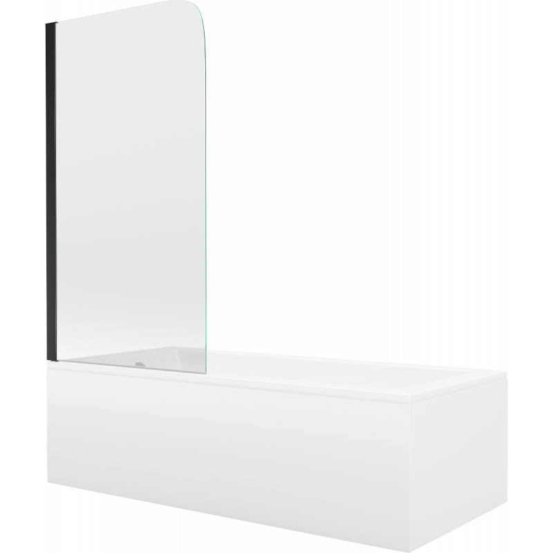 Mexen Cubik obdĺžniková vaňa 150 x 70 cm s krytom a 1-krídlovou zástena 70 cm, transparentná, čierna - 550315070X9007017000