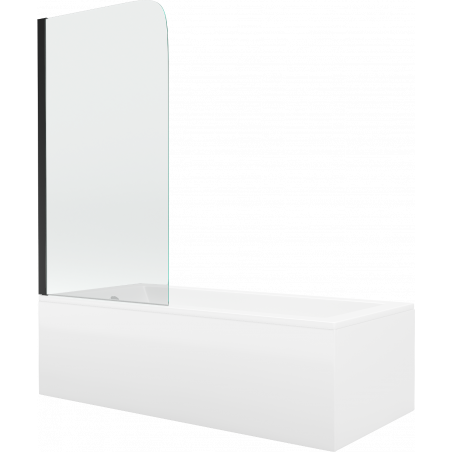 Mexen Cubik obdĺžniková vaňa 150 x 70 cm s krytom a 1-krídlovou zástena 70 cm, transparentná, čierna - 550315070X9007017000