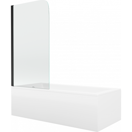 Mexen Cubik obdĺžniková vaňa 150 x 70 cm s panelom a 1-krídlovou zástenou 70 cm, transparentná, čierna - 550315070X9007017000