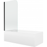 Mexen Cubik obdĺžniková vaňa 150 x 70 cm s krytom a 1-krídlovou zástena 70 cm, transparentná, čierna - 550315070X9007017000