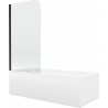 Mexen Cubik obdĺžniková vaňa 150 x 70 cm s panelom a 1-krídlovou zástenou 70 cm, transparentná, čierna - 550315070X9007017000