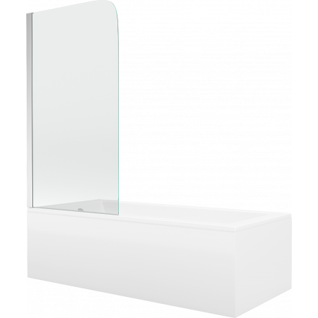 Mexen Cubik obdĺžniková vaňa 150 x 70 cm s obkladom a 1-krídlovou zástennou 75 cm, transparentná, chróm - 550315070X9007510100