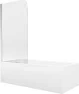 Mexen Cubik obdĺžniková vaňa 150 x 70 cm s obkladom a 1-krídlovou zástennou 75 cm, transparentná, chróm - 550315070X9007510100
