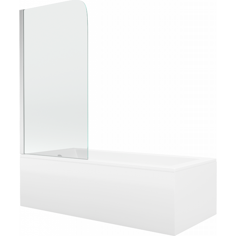 Mexen Cubik Obdĺžniková vaňa 150 x 70 cm s obložením a 1-krídlovými dverami 80 cm, transparentná, chróm